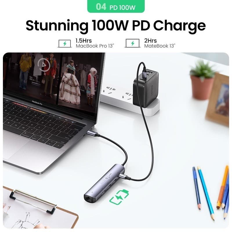 UGREEN 5in1 Ultra Slim2xUSB3.0 1xHDMI 1xRJ45 1000Mbps - 6