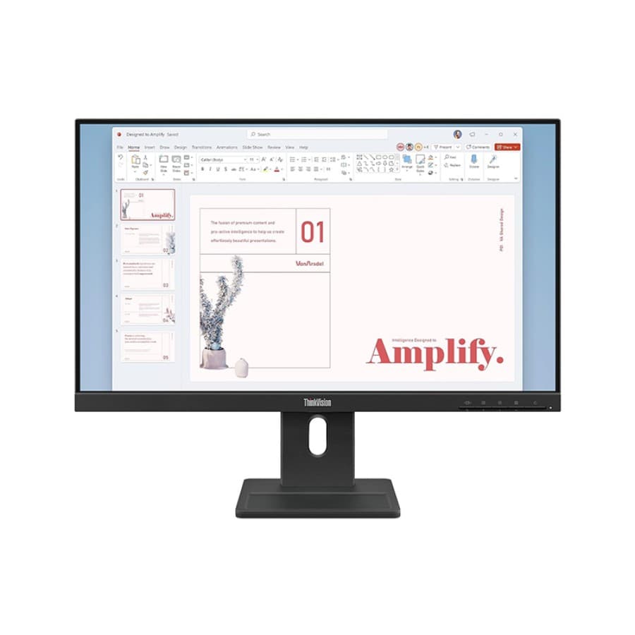 Monitor Plano Lenovo ThinkVision E24-40, 23.8" WLED FHD IPS/HDMI/DP/VGA/Parlantes (2Wx2) - 1