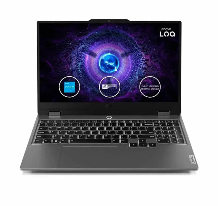 Laptop Lenovo LOQ 15IAX9 15.6" FHD IPS, Core i5-12450HX hasta 4.4GHz 8GB DDR5-4800MHz, 512GB Disco Sólido, Video NVIDIA GeForce RTX 3050 6 GB - 1